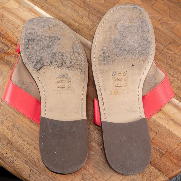 J. CREW Coral Pink Playa Leather T-Strap Sandals Womens Size 6 - Picture 5 of 5